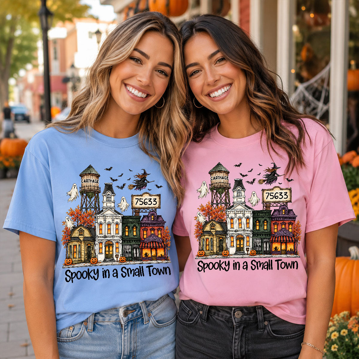 Custom Town Name & Zip Code Halloween Town - Personalized Shirt - Spooky Village Fall