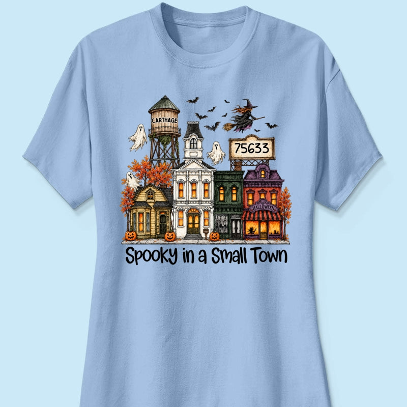 Custom Town Name & Zip Code Halloween Town - Personalized Shirt - Spooky Village Fall