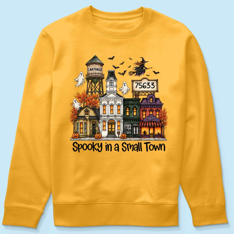 Custom Town Name & Zip Code Halloween Town - Personalized Shirt - Spooky Village Fall