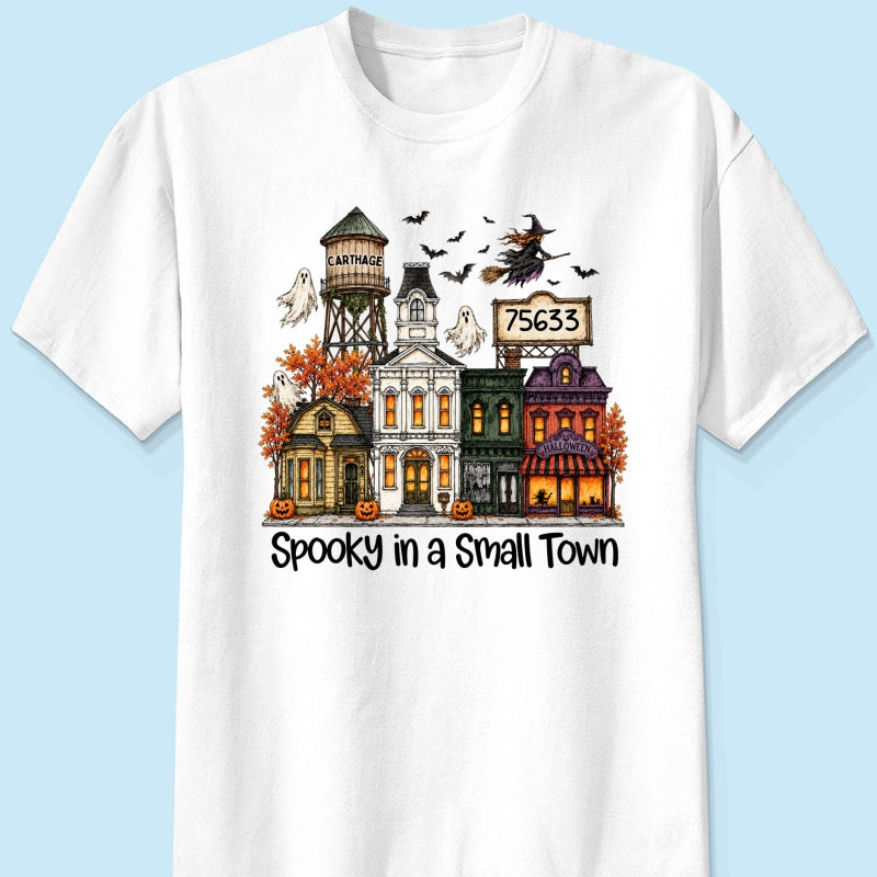 Custom Town Name & Zip Code Halloween Town - Personalized Shirt - Spooky Village Fall
