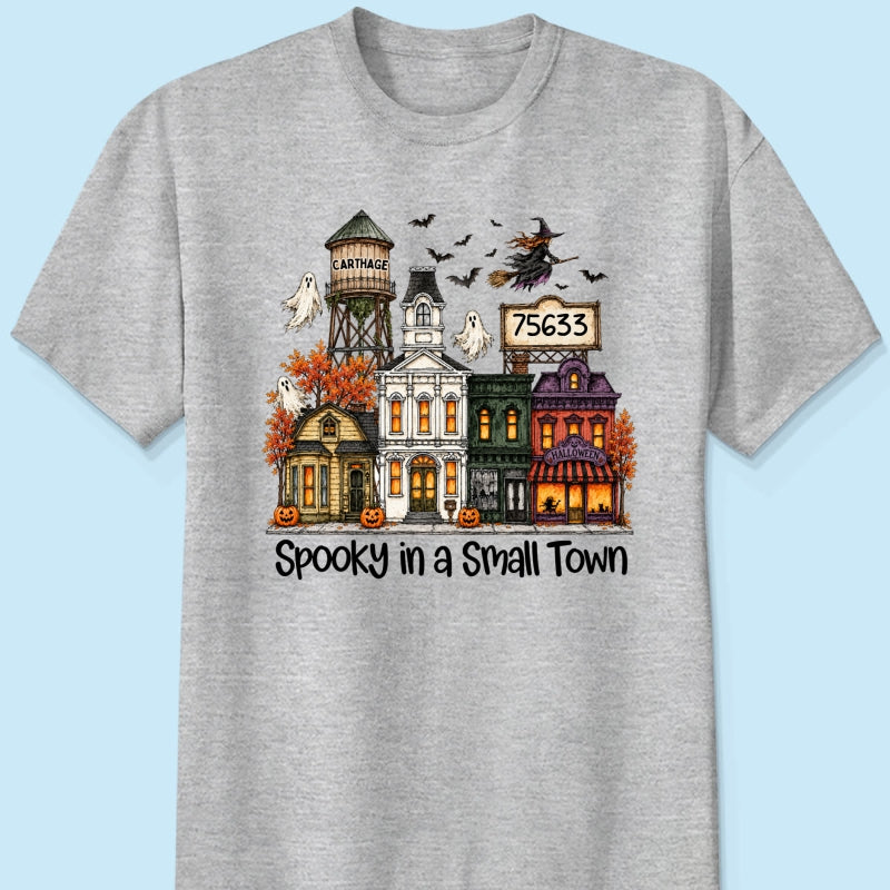 Custom Town Name & Zip Code Halloween Town - Personalized Shirt - Spooky Village Fall