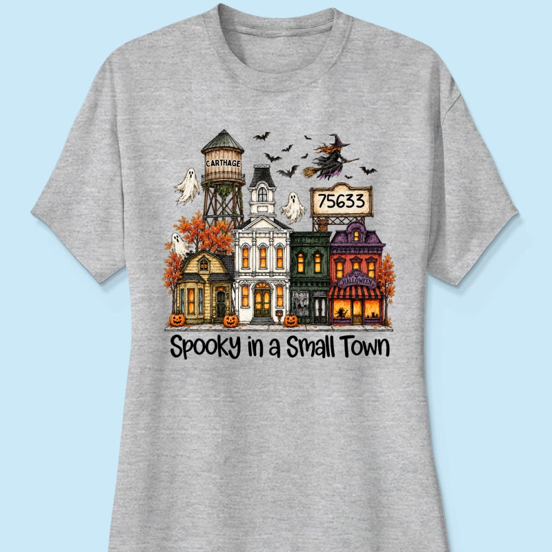 Custom Town Name & Zip Code Halloween Town - Personalized Shirt - Spooky Village Fall