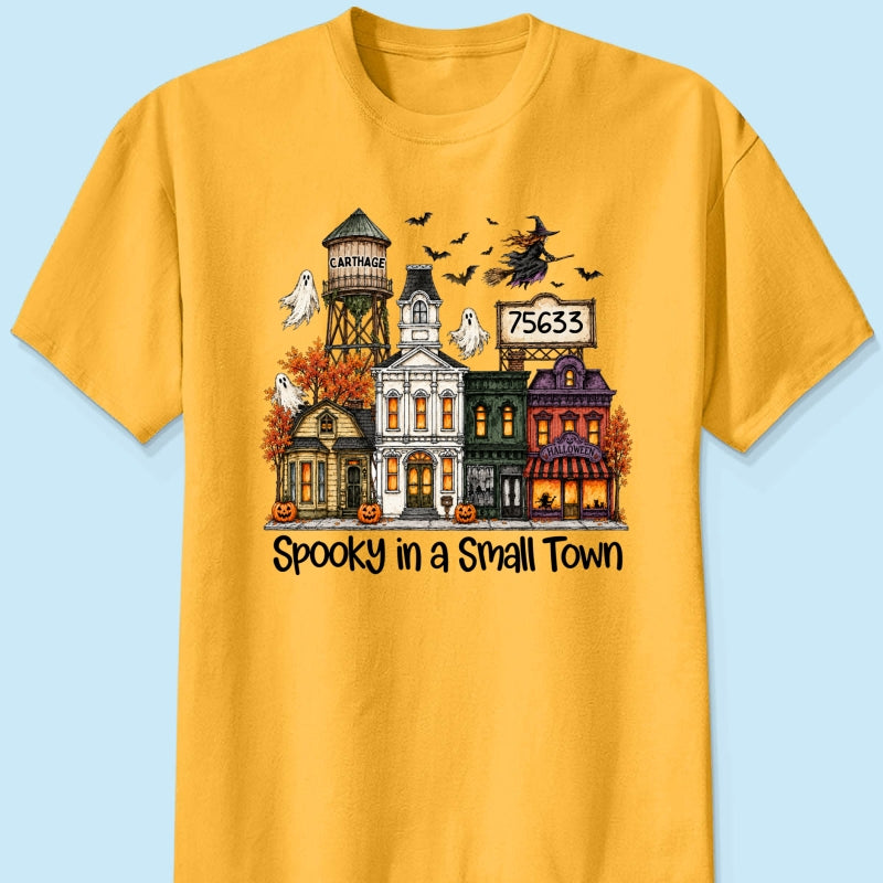 Custom Town Name & Zip Code Halloween Town - Personalized Shirt - Spooky Village Fall