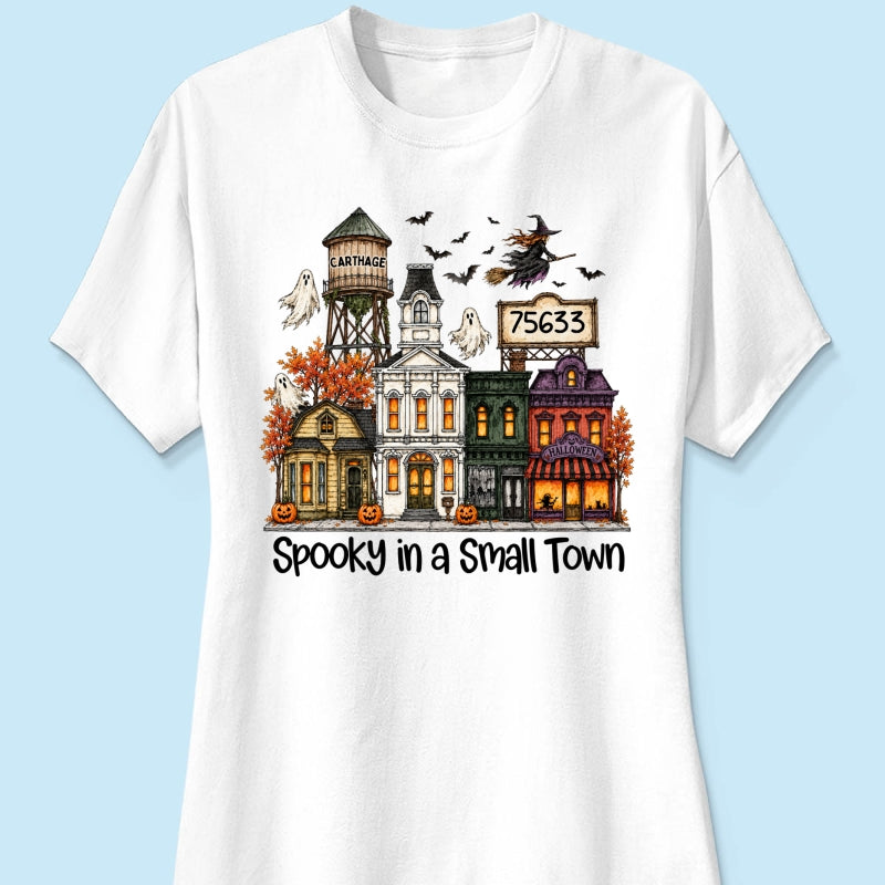 Custom Town Name & Zip Code Halloween Town - Personalized Shirt - Spooky Village Fall