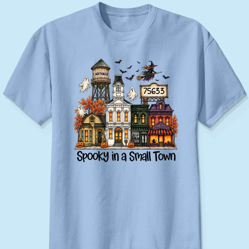 Custom Town Name & Zip Code Halloween Town - Personalized Shirt - Spooky Village Fall