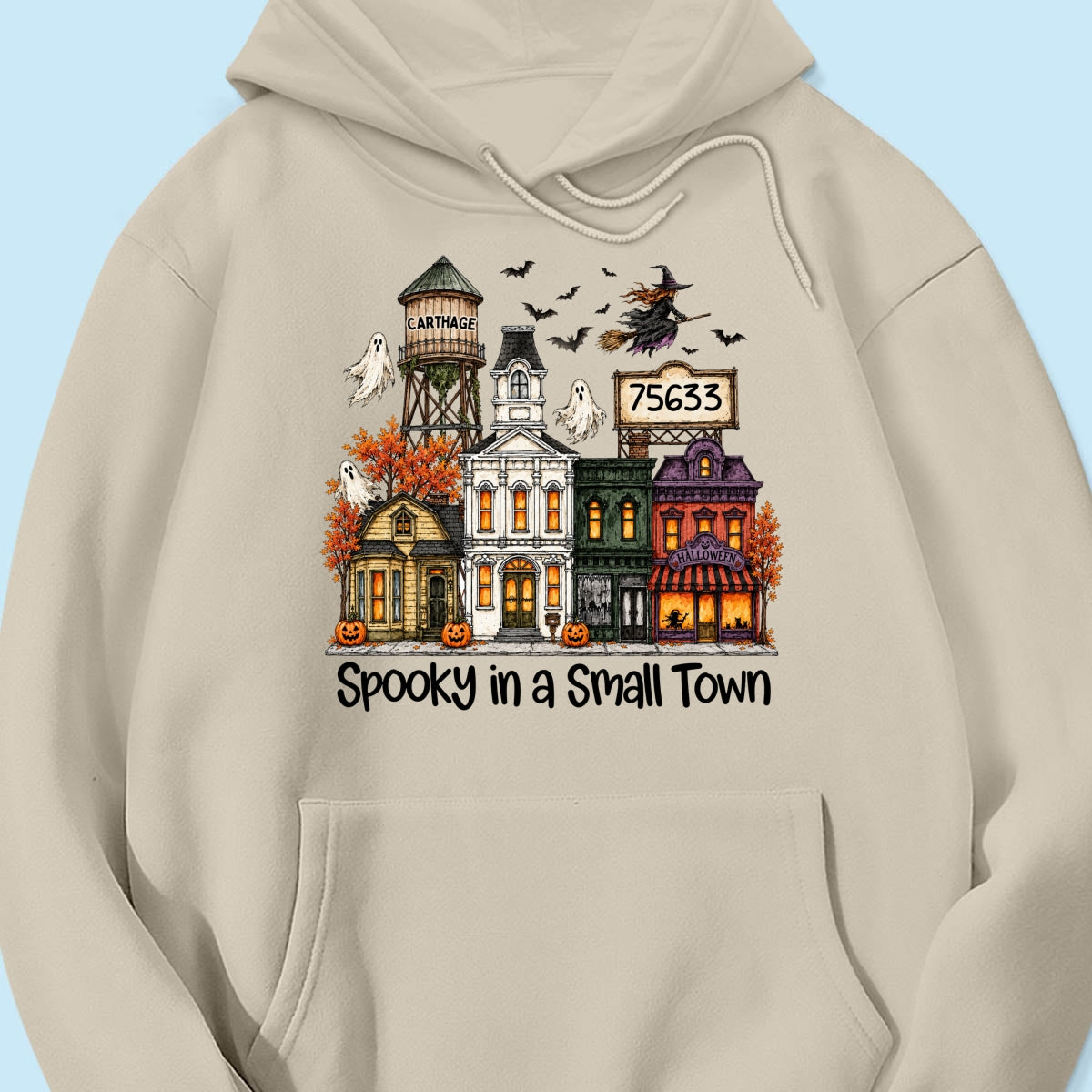 Custom Town Name & Zip Code Halloween Town - Personalized Shirt - Spooky Village Fall