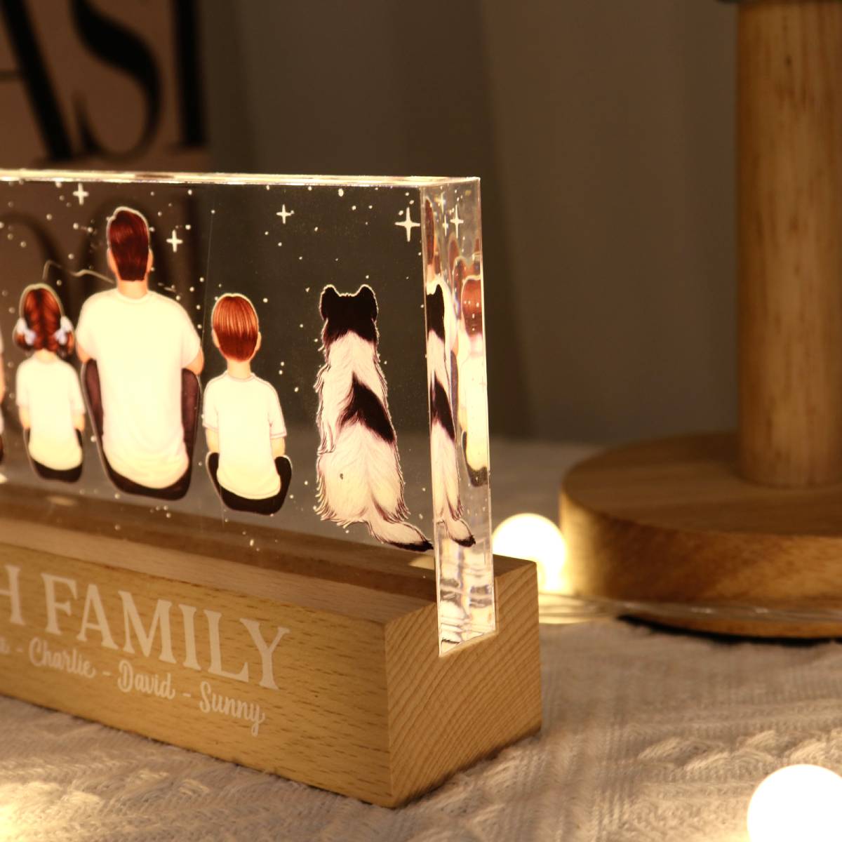 Whole Family Together Personalized Acrylic LED Night Light, Father's Day Gift For Dad, For Husband