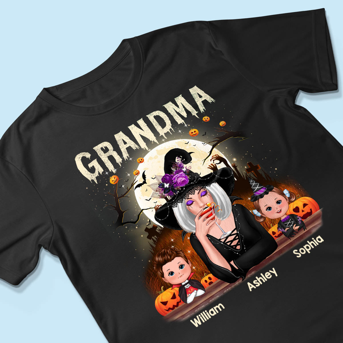 Grandma Mom And Kids Halloween Night Personalized Shirt