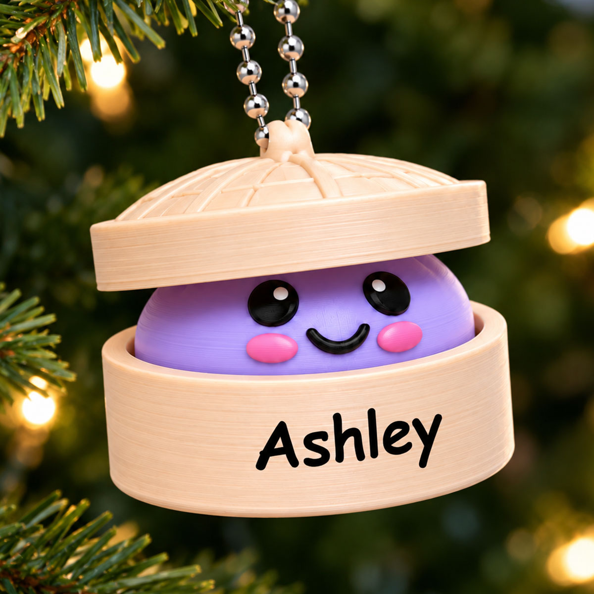 Custom Name Dumpling - Personalized 3D Clicker Ornament - Christmas Gift For Kids, Grandkids, Granddaughter, Grandson