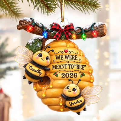 Couple Bees Hive 2D Flat - Personalized Acrylic Ornament - Christmas Gift For Couples, Gift For Her, Gift For Him
