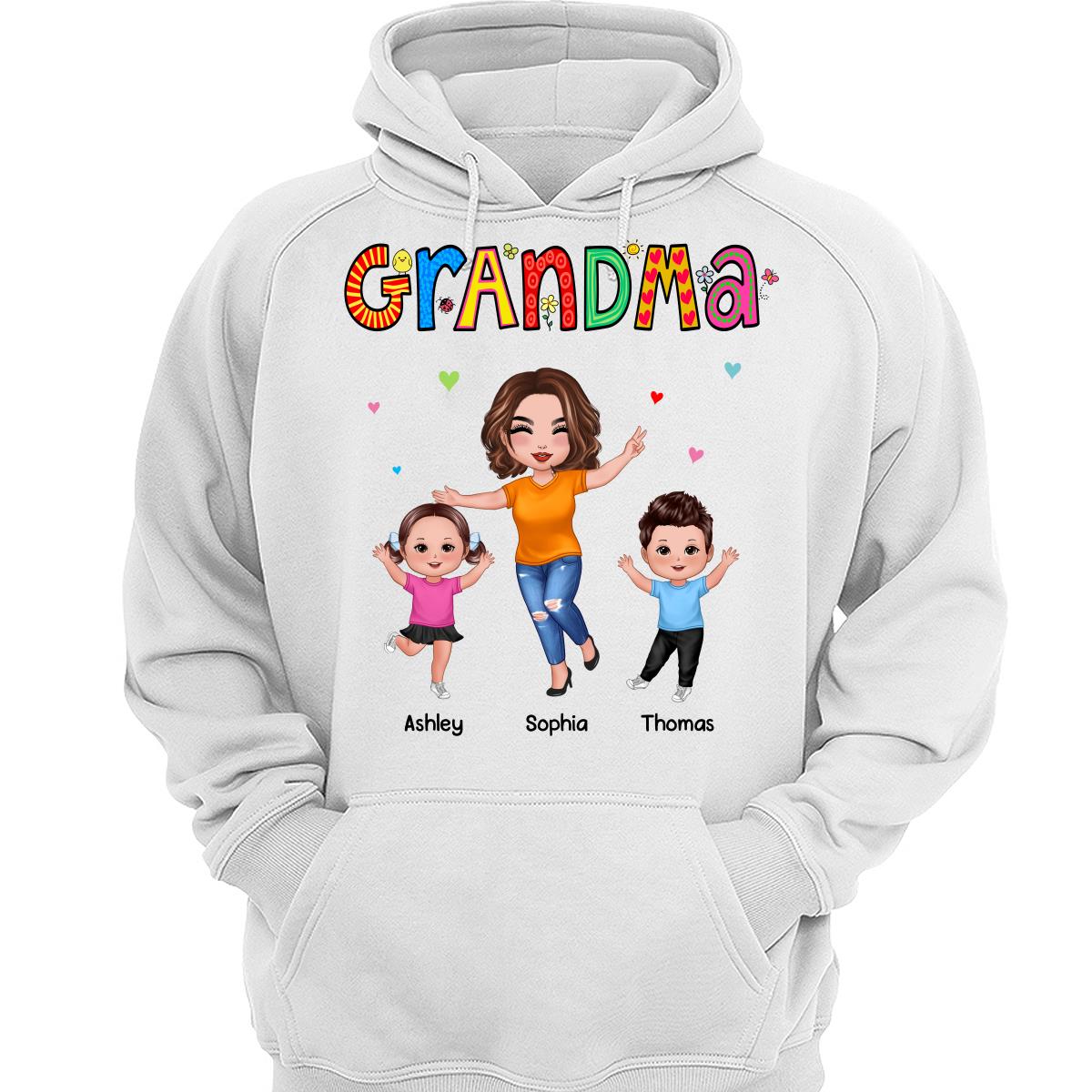 Beautiful Patterns Happy Doll Grandma And Grandkids Personalized Shirt