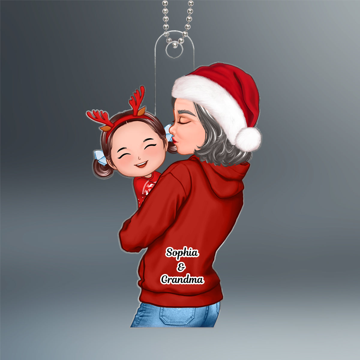Mom Grandma Hugging Kid Personalized Acrylic Ornament