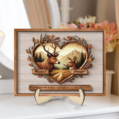 God Blessed The Broken Road That Let Me Straight To You Deer Love Scenery Poster, Best Couple Personalized Home Bedroom Decor, Gift For Couples, For Her, For Him