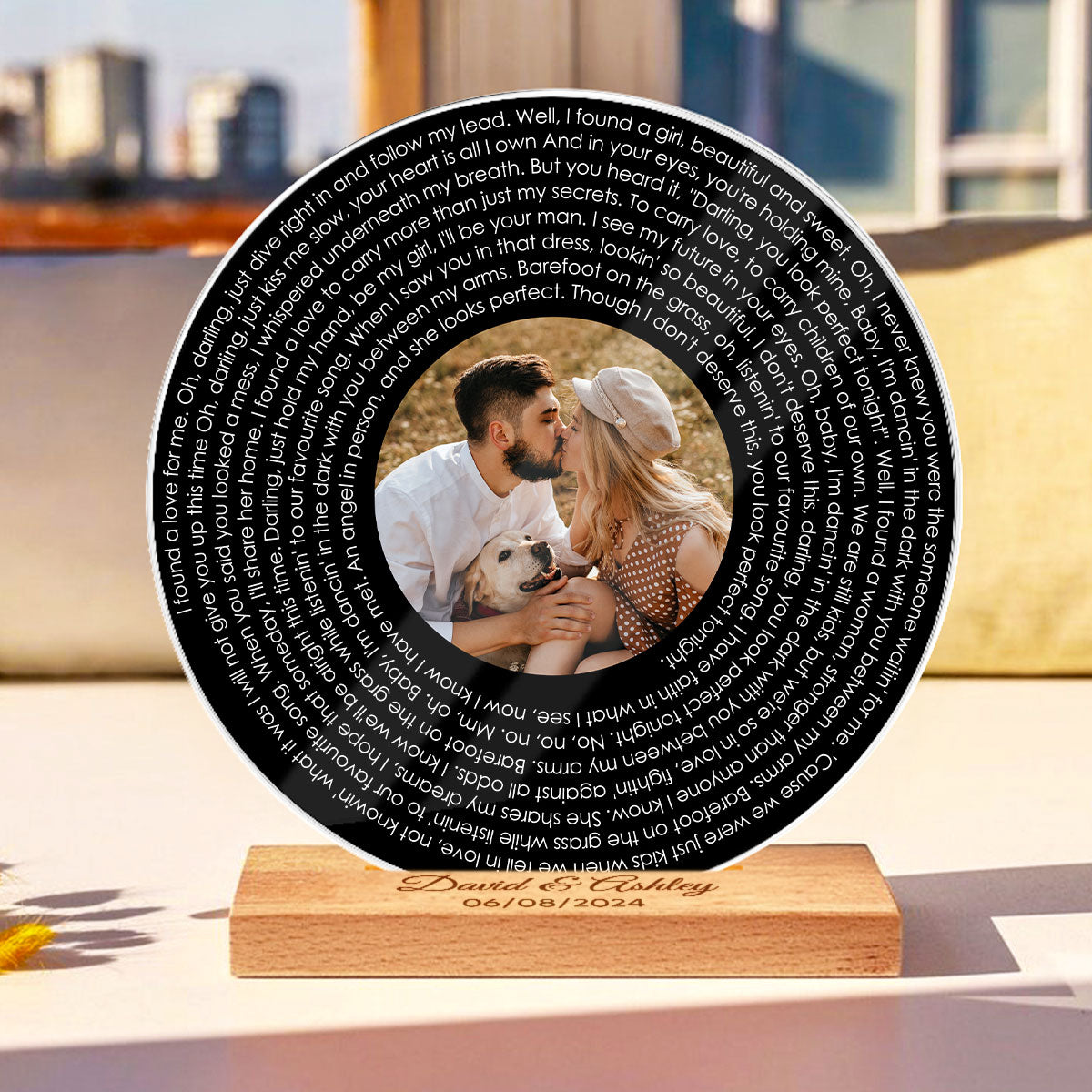 Couple Besties Family Photo Favorite Song Lyrics Personalized Acrylic Record Plaque, Heartfelt Gift For Couple, For Him, For Her, Boyfriend, Girlfriend, Husband, Wife