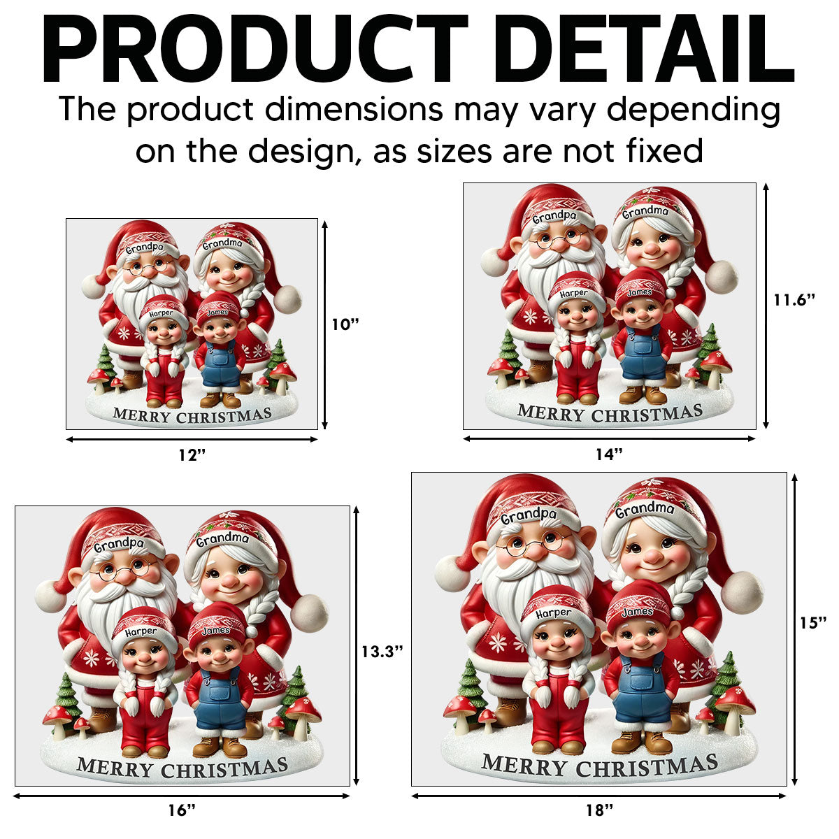 Christmas Gnome Grandpa Grandma Grandparents Grandkids - Personalized Yard Sign - Christmas Decor For Grandparents