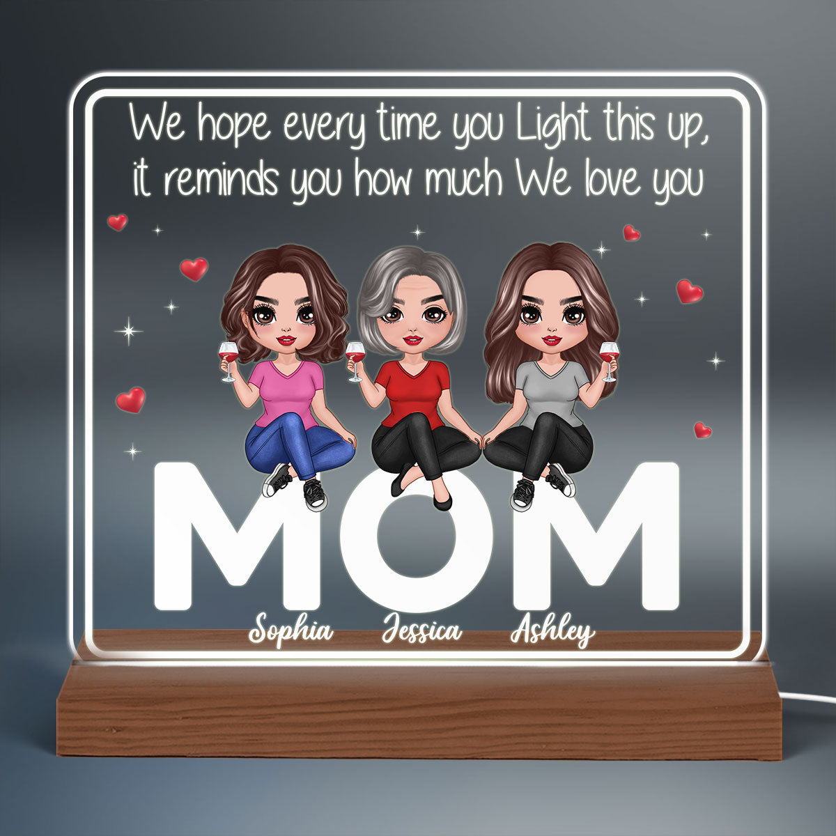 Light This Up Reminds We Love You Doll Mom And Daughters Personalized Custom Shape Acrylic Plaque With LED Night Light - Gift For Mom