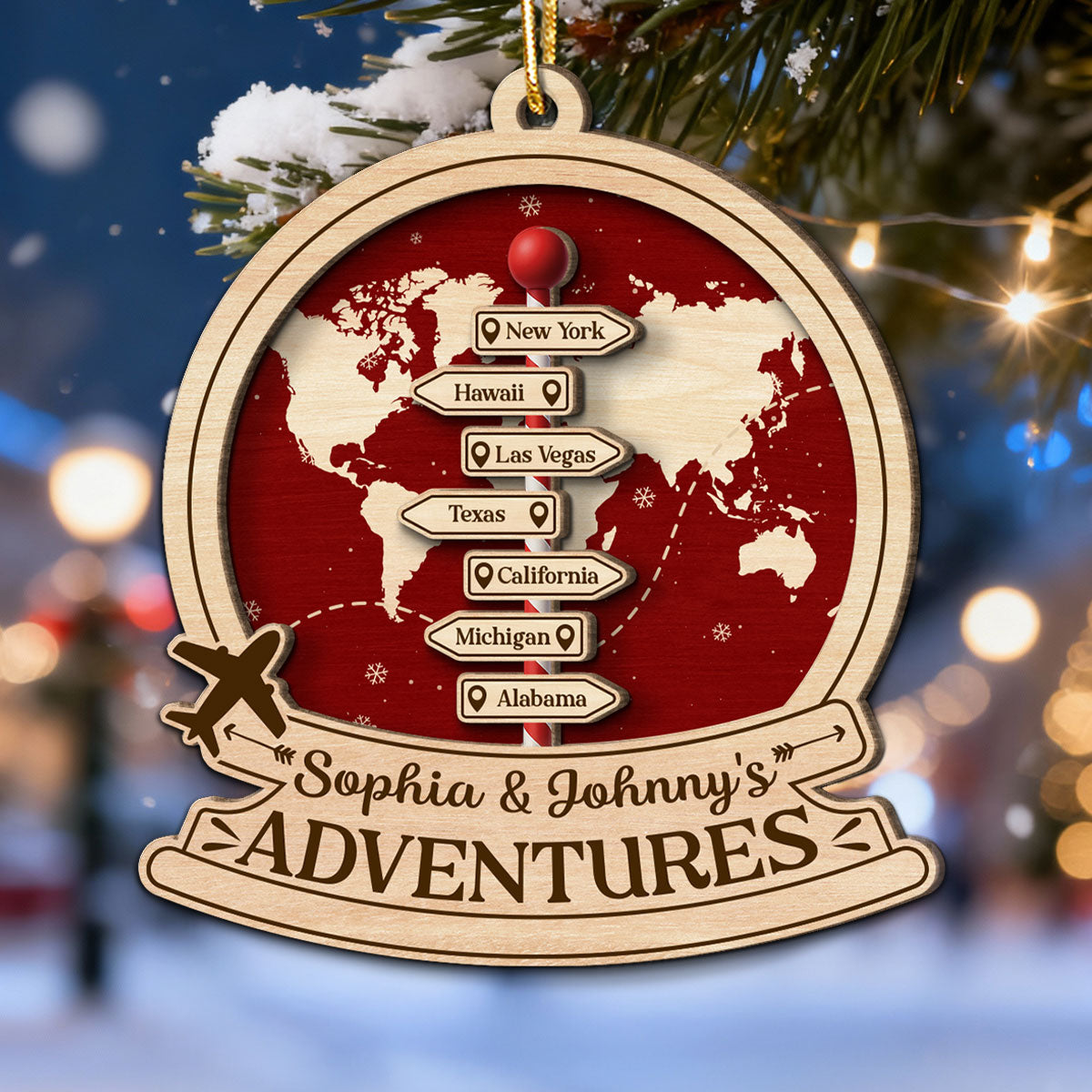 Couple Travel Destination In 2025 - Personalized Wooden Ornament - Unique Christmas Gift For Him, For Her, For Couple