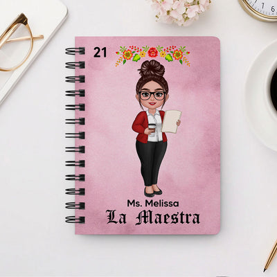 Teacher La Maestra Personalized Spiral Notebook Journal, Back To School Stationery