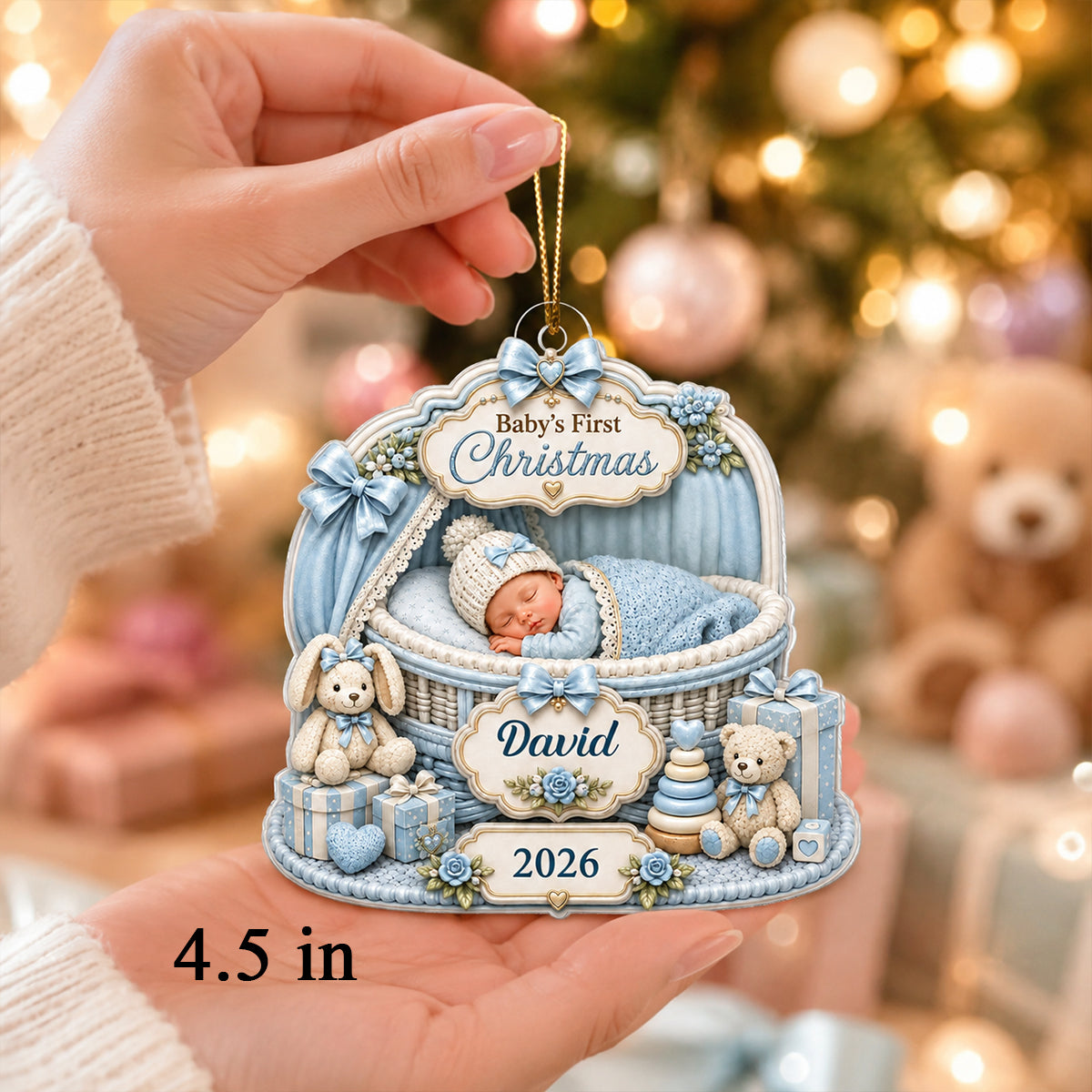 Baby's First Christmas Custom Baby Name - Personalized Acrylic Ornament - Newborn Girl Boy Gift, Heartfelt Keepsake