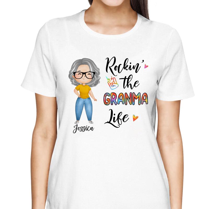 Rockin‘ Grandma Life Watercolor Personalized Shirt