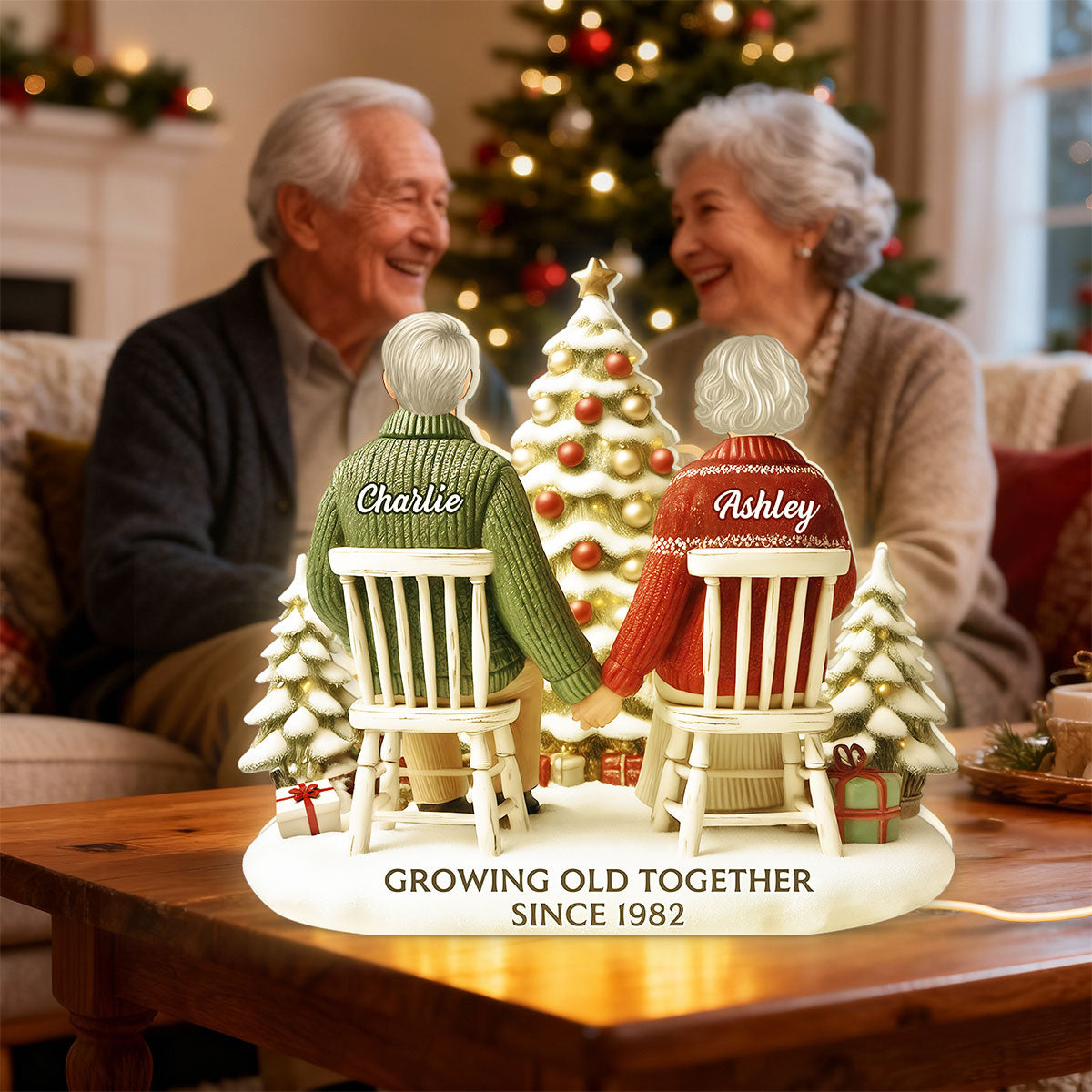 3D Effect Couple Growing Old Together - Personalized Light Box