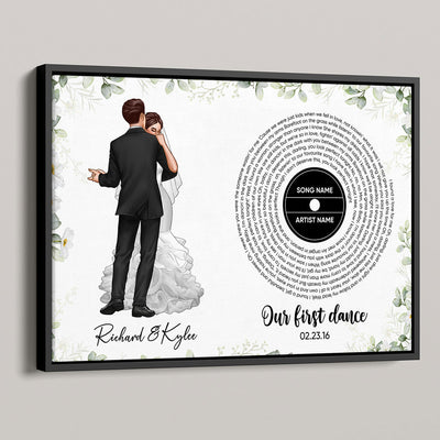 Wedding Song Vinyl Lyrics, Our First Dance Groom Bride Dancing Personalized Poster, Valentines Day Gift, Anniversary Gift for Couple, for Him for Her