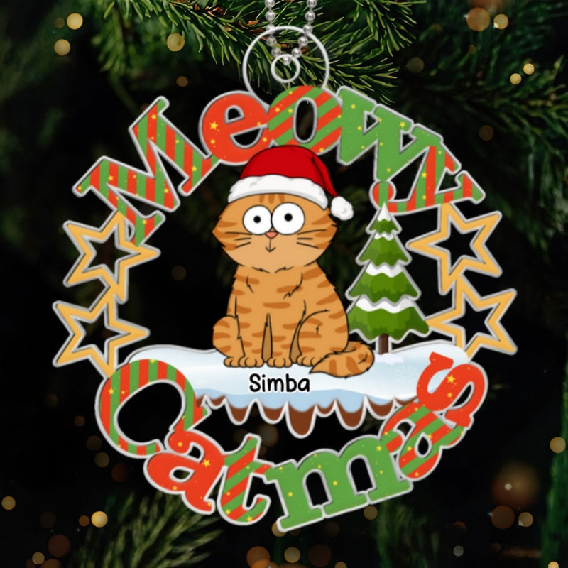 Meowy Catmas Funny Cat Personalized Acrylic Ornament