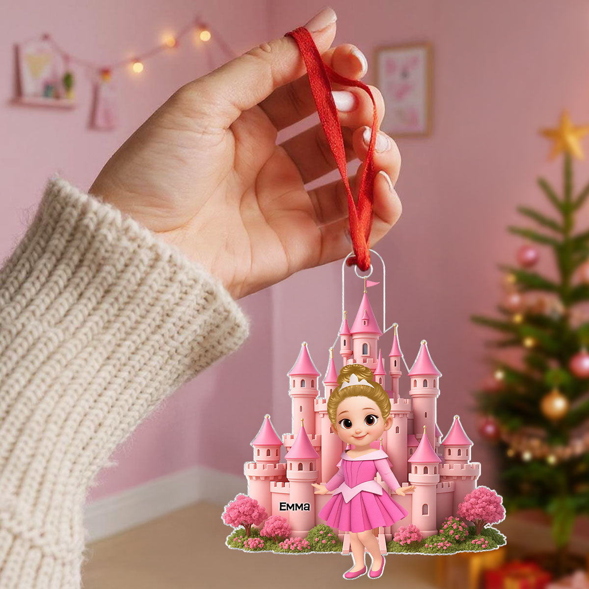 3D Effect Little Princess Castle Personalized Acrylic Ornament