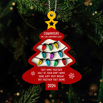 Coworkers Are Like Christmas Light Personalized 2-Layer Wooden Ornament, Funny Christmas Gift for Coworkers, Colleagues, Best Friends