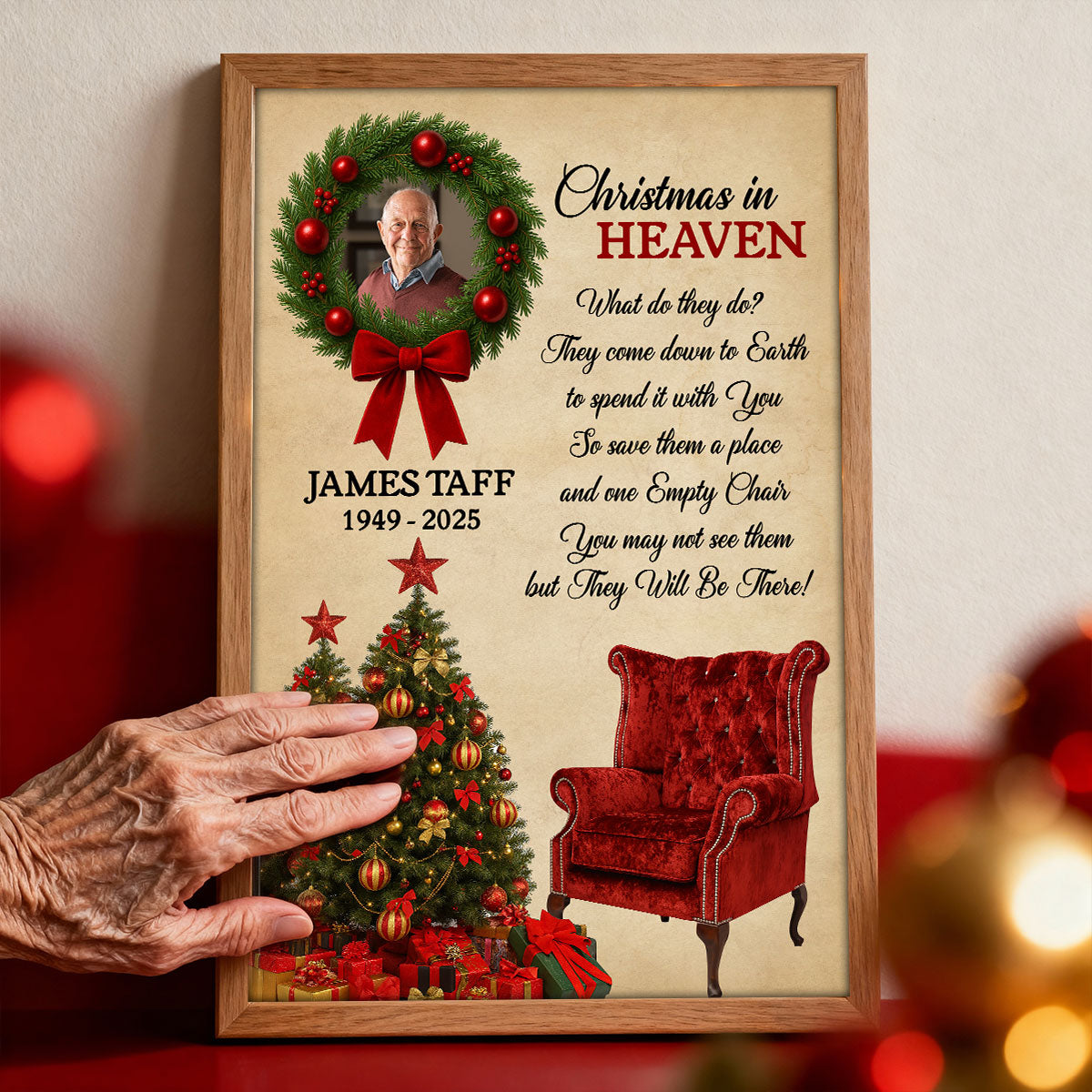 Christmas In Heaven Upload Photo Family Memorial - Personalized Poster