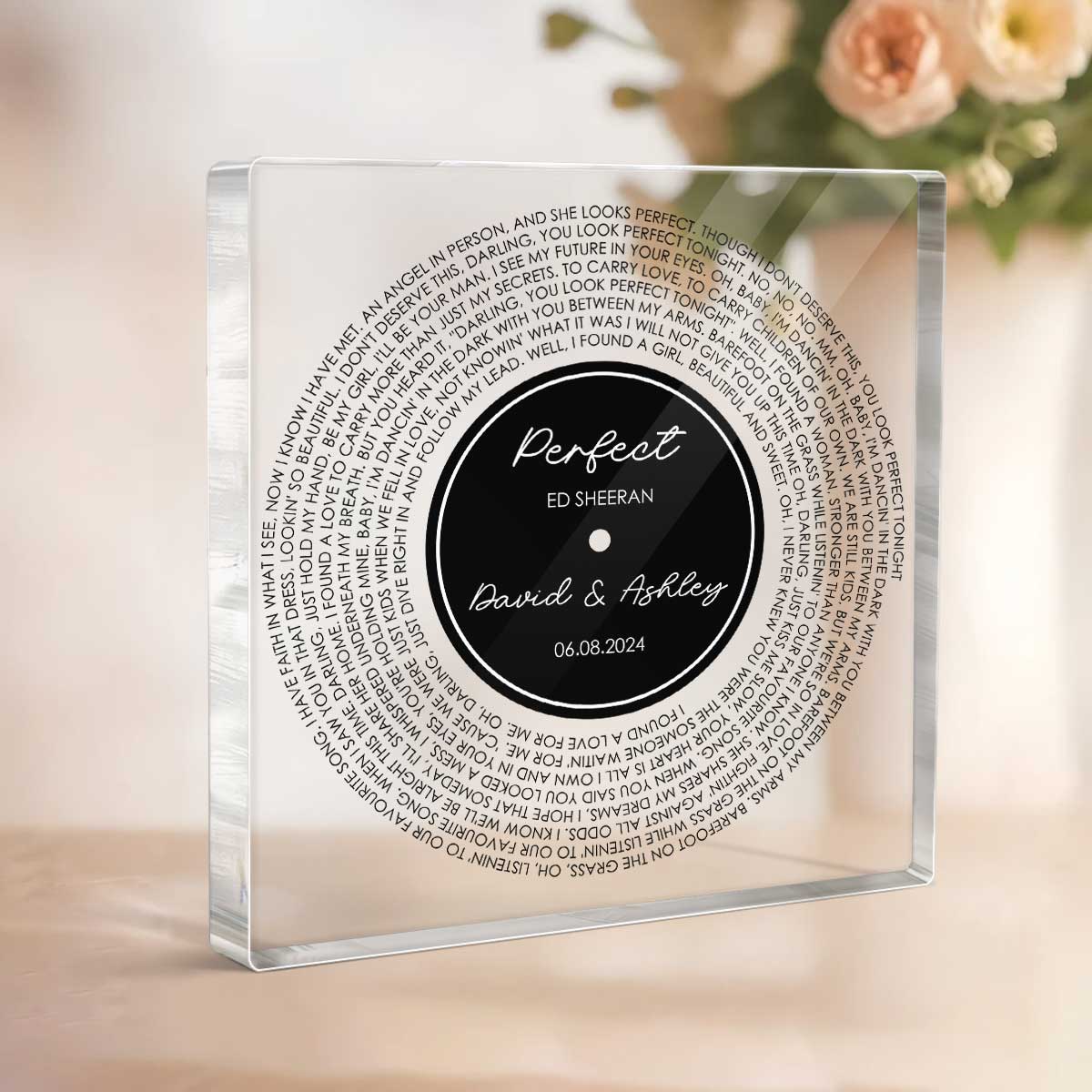 Custom Couple Favorite Song Vinyl Record Personalized Square Acrylic Block Plaque, Heartfelt 2025  Gift For Couple, For Him, For Her
