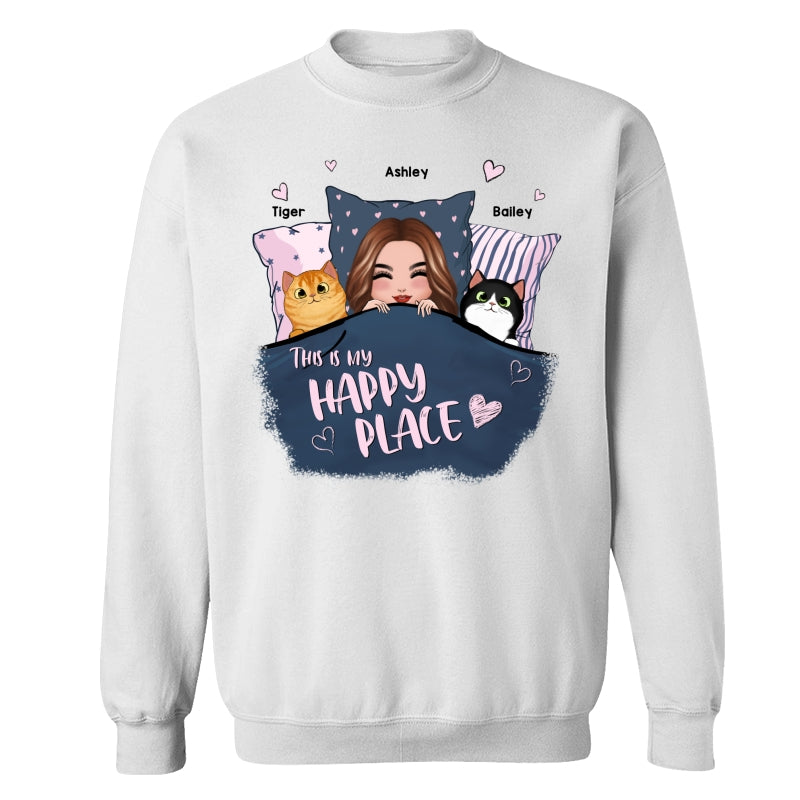 This Is My Happy Place Cat Mom Personalized Shirt