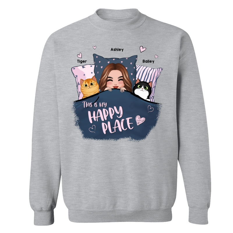 This Is My Happy Place Cat Mom Personalized Shirt