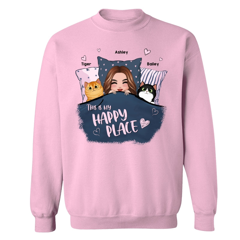 This Is My Happy Place Cat Mom Personalized Shirt