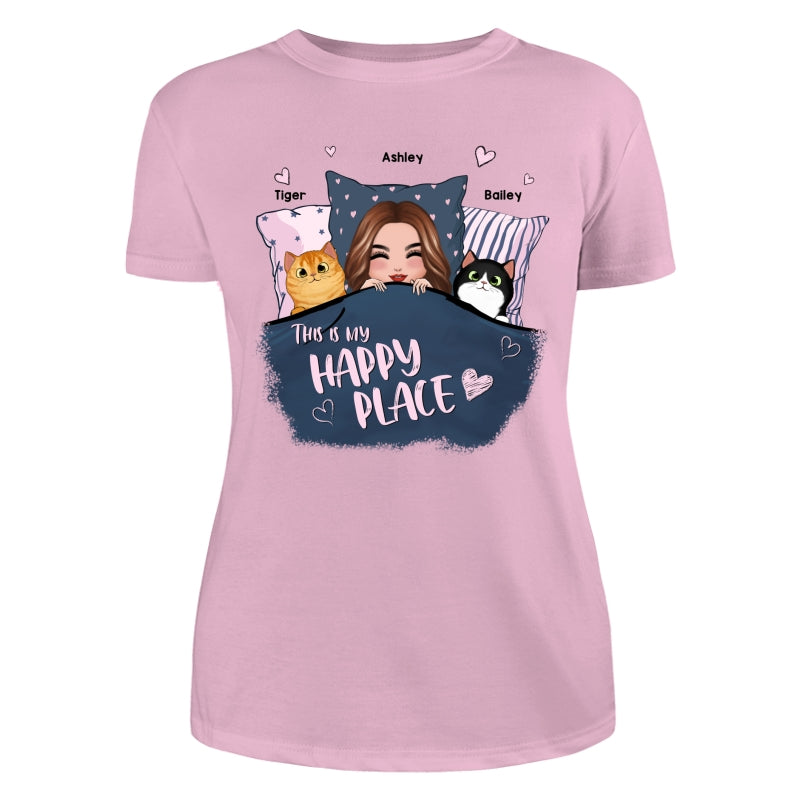 This Is My Happy Place Cat Mom Personalized Shirt