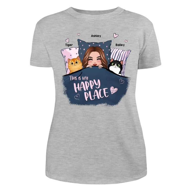 This Is My Happy Place Cat Mom Personalized Shirt