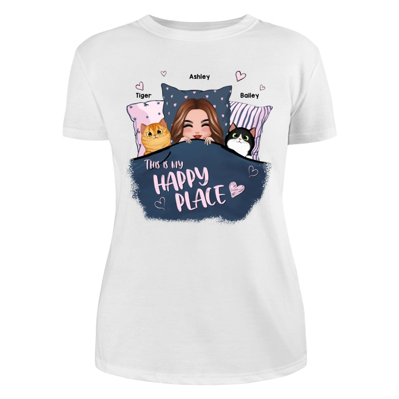 This Is My Happy Place Cat Mom Personalized Shirt