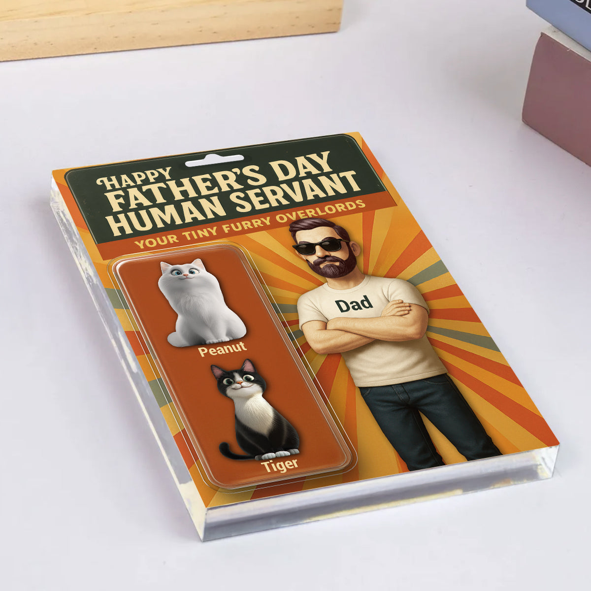 Happy Father's Day Human Servant Cat Dad Custom Action Figure Personalized Acrylic Block Plaque