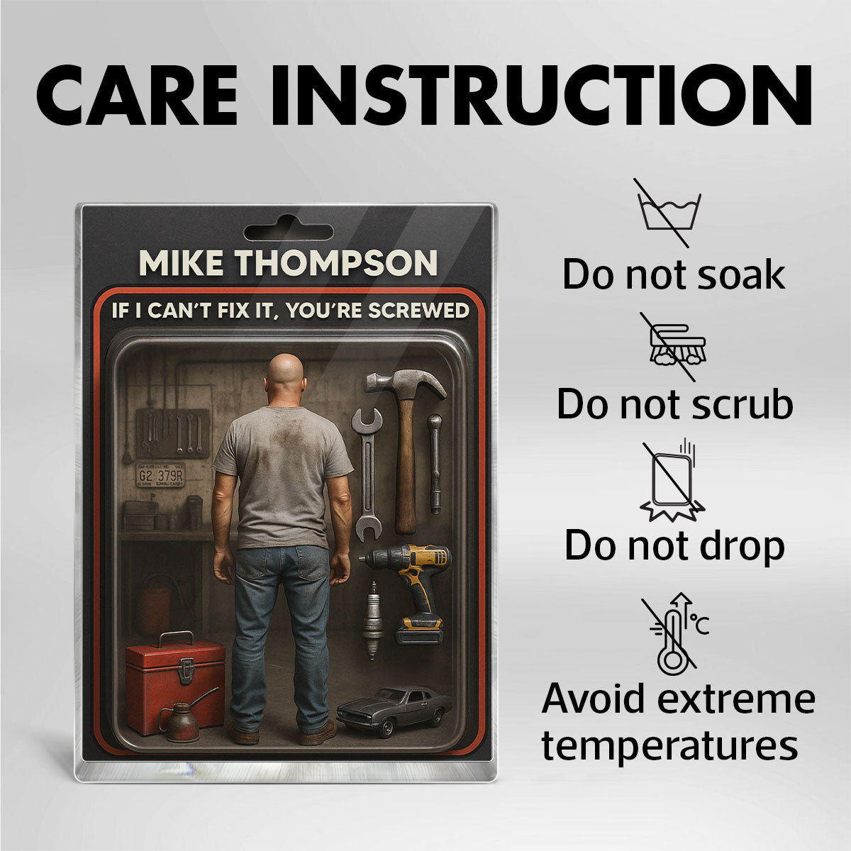 Garage DIY Mechanic Dad Grandpa Man Realistic Figure Style Personalized Acrylic Block Plaque