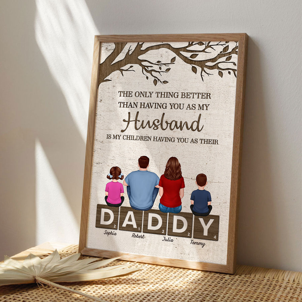 Dad Family Sitting On Text The Only Thing Personalized Poster, Father's Day gift