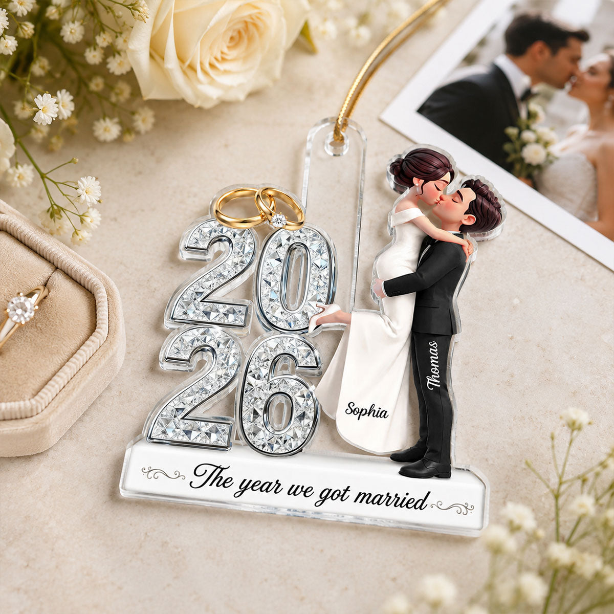 The Year We Got Married 2D Flat - Personalized Acrylic Ornament - Christmas Keepsake