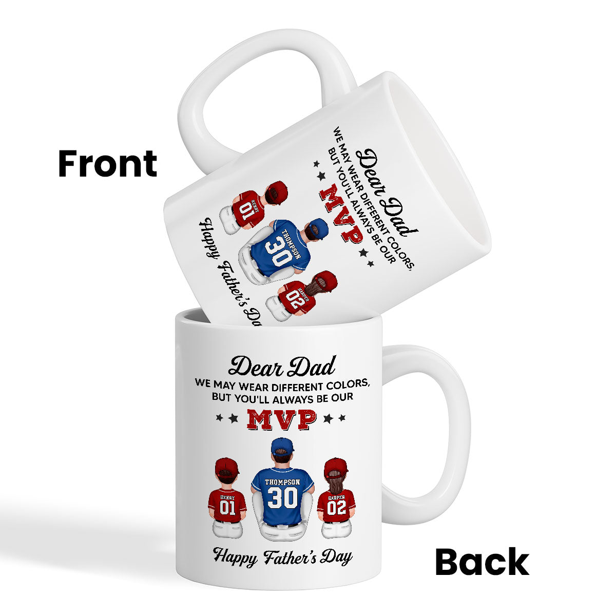 You'll Always Be My MVP Divided Funny Gift For Baseball Dad Personalized Mug