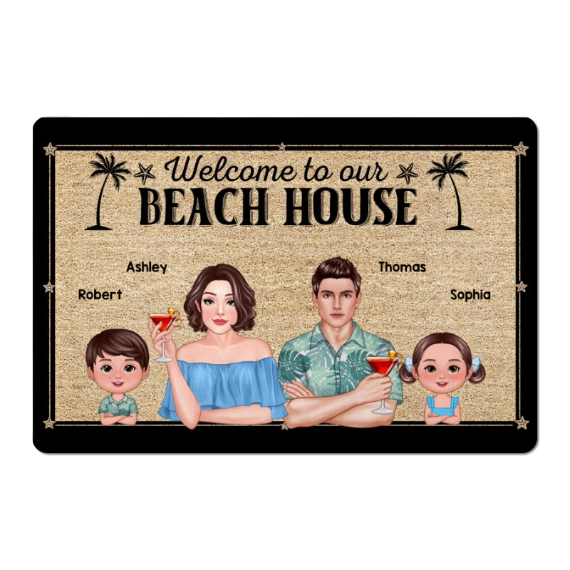 Welcome To Our Beach House Pretty Family Personalized Doormat
