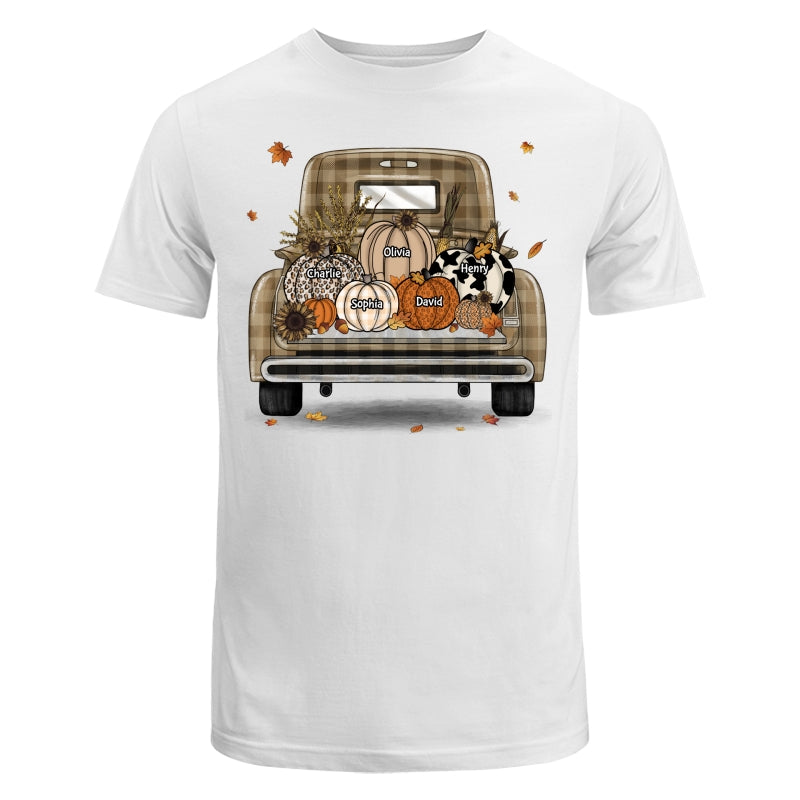 Grandma Mom Fall Season Leopard Truck Pumpkins Personalized Shirt