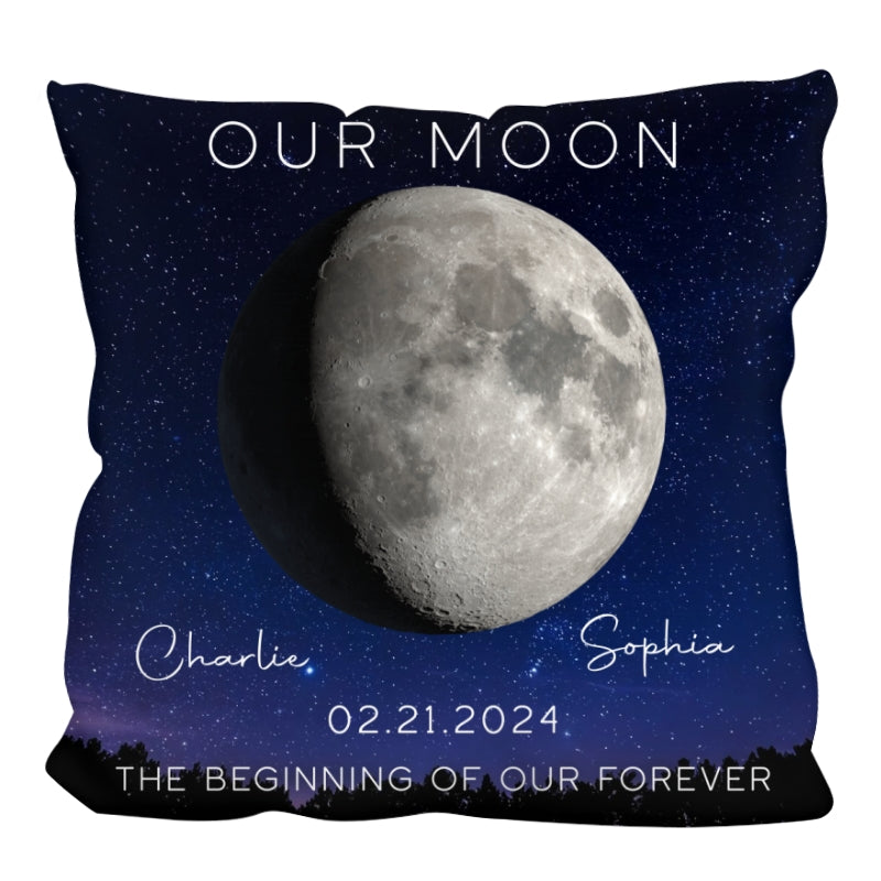 Our Moon Couple Gift Moon Phase Art Anniversary Gift For Him Gift For Her Personalized Pillow