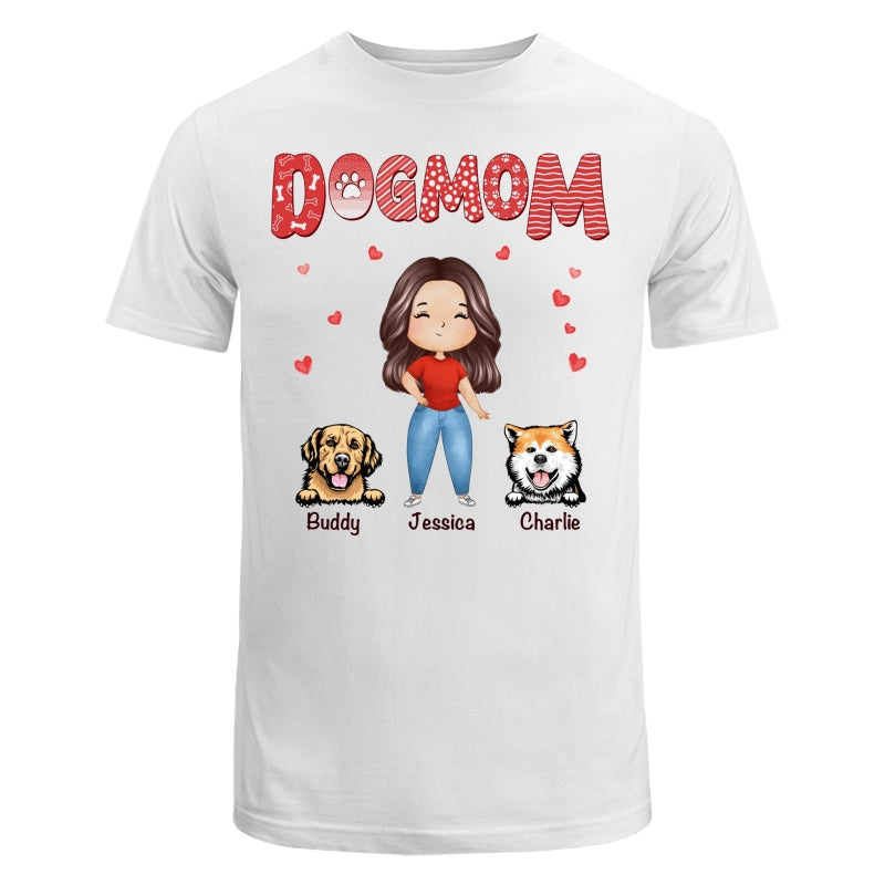 Dog Mom Red Patterned Watercolor Personalized Shirt