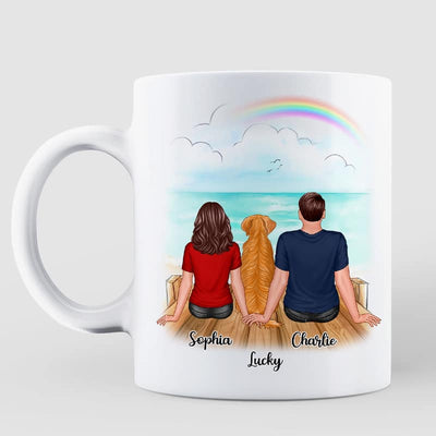 You & Me And The Dogs Back View Couple Personalized Mug