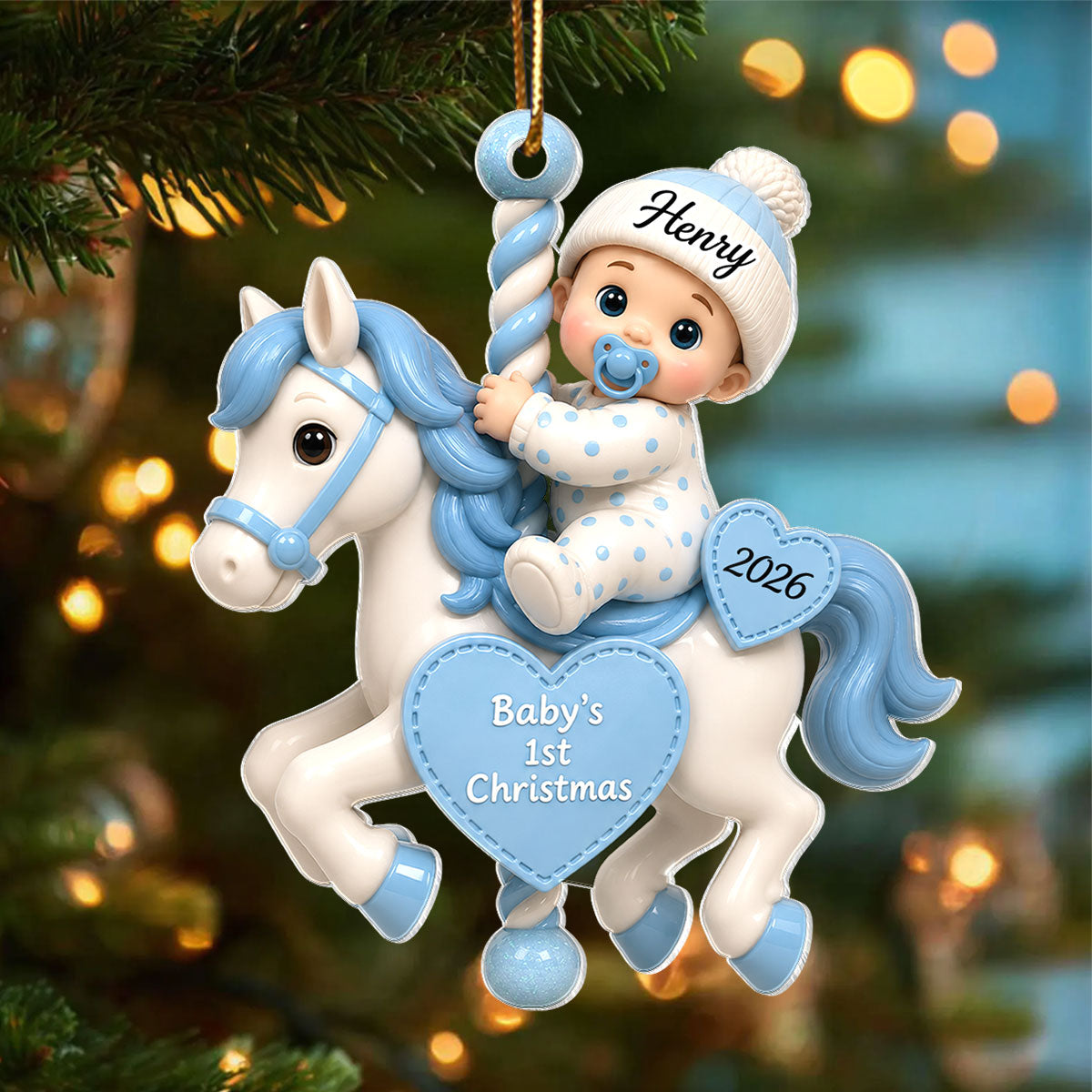 Baby First Christmas On Carousel House - Personalized Acrylic