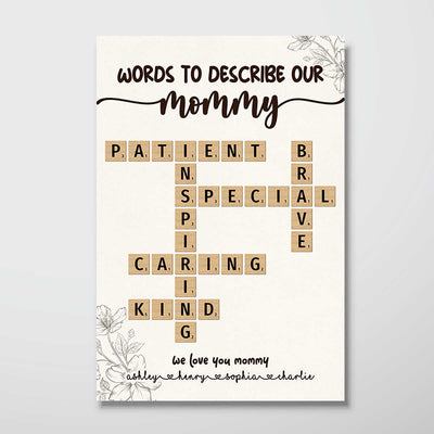 Words To Describe Our Mommy Crossword Puzzle Create Your Own Unique Gift Personalized Poster, Mother‘s Day Gift