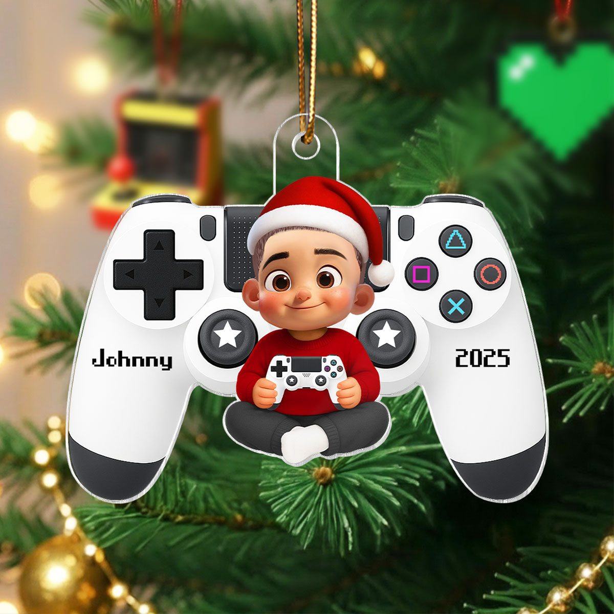 Personalized Gamer 3D Effect Ornament for Boys, Christmas Gift for Kids, Teenagers